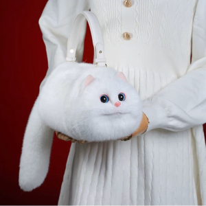 Catameng Cat Plush Bag –White Color