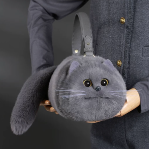 Catameng Cat Plush Bag – Grey Color